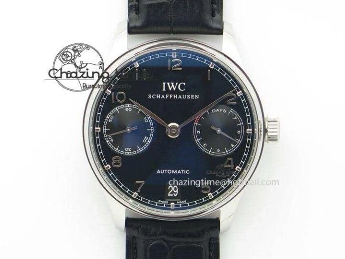 MIROTIME 0502 TimelessDesign Portuguese IW358304 ZF 1:1 Best Edition SS Blue Dial on Leather Strap A 7078